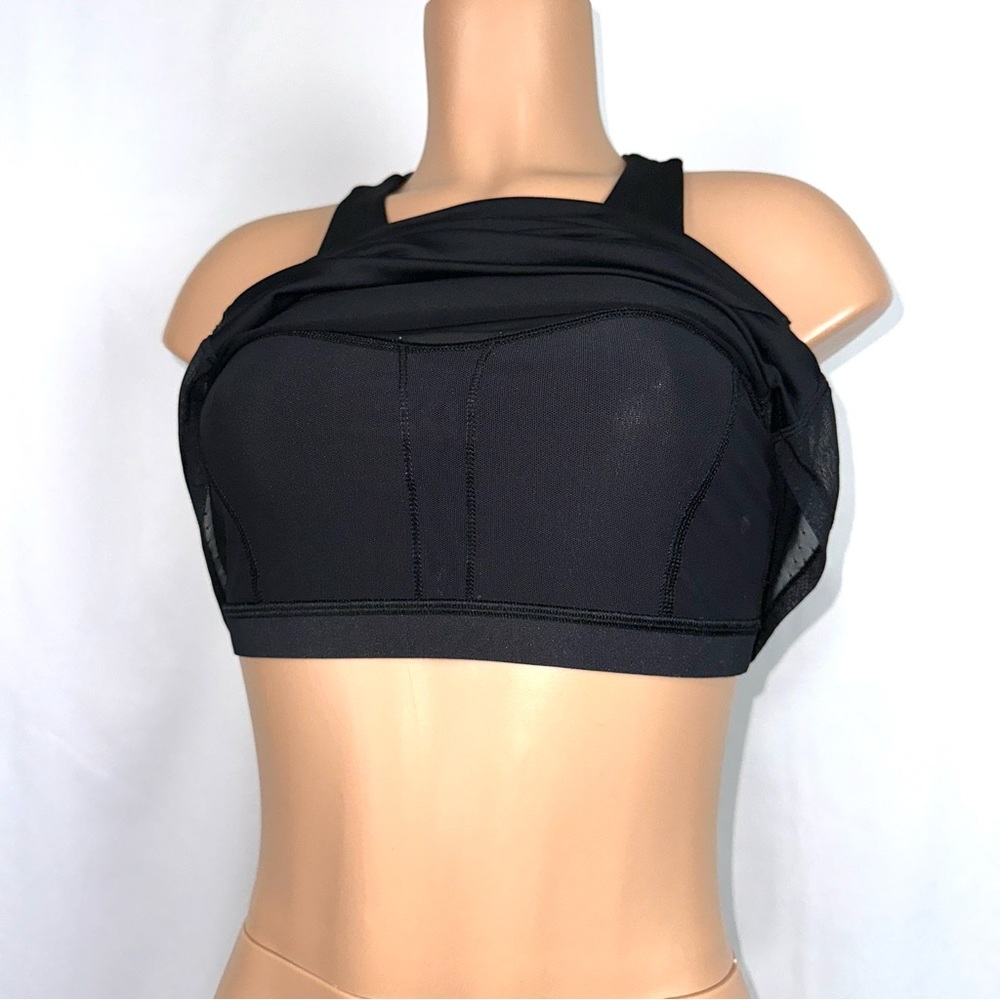 Lululemon Women’s Sz 8 Body Con Tank Top W/ Shelf Bra Black Activewear Mesh Back - Picture 10 of 15